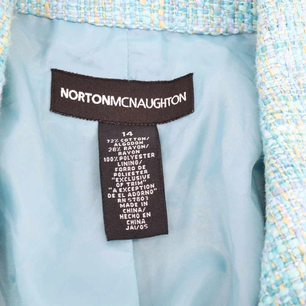 Norton McNaughton Vintage Blue Tweed Blazer Professional Coastal Grandmother 14‎